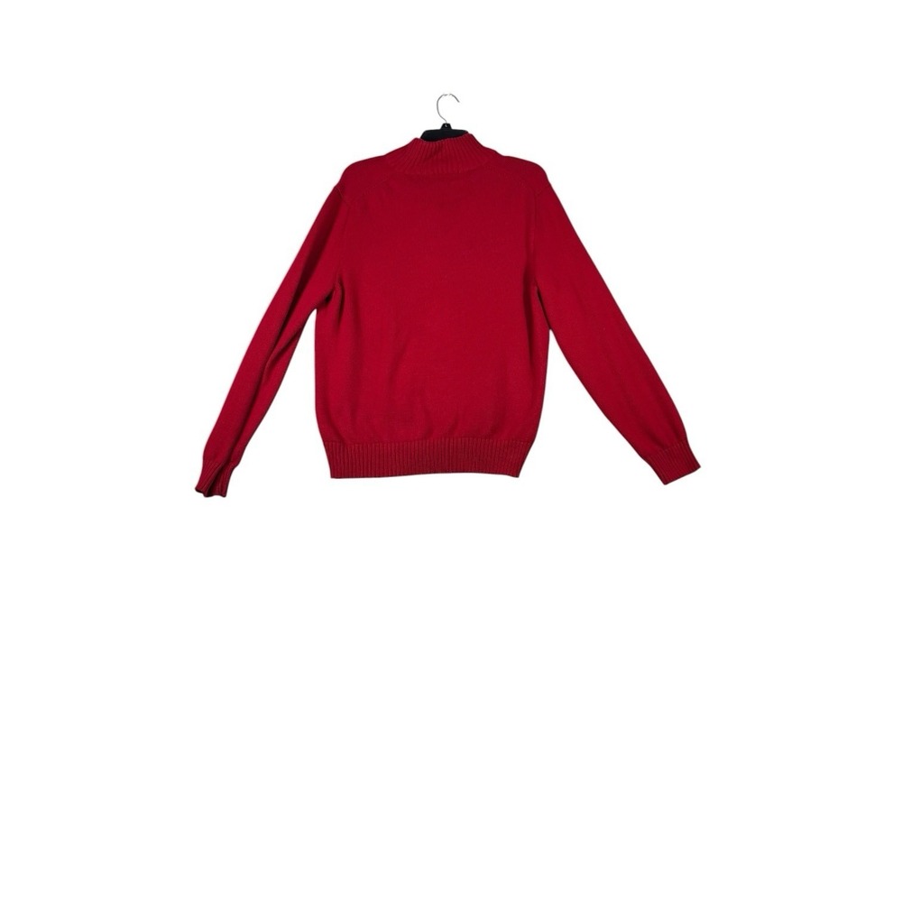 Polo Ralph Lauren Red Quarter Zip Sweater Men's Large Cotton Pullover Pony Logo - Picture 8 of 9
